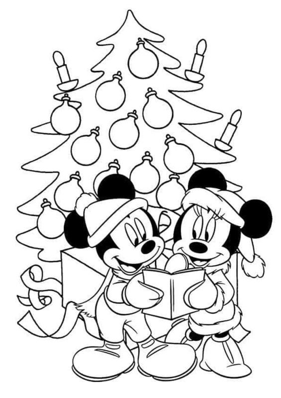 COLORIAGE MICKEY ET MINNIE NOEL