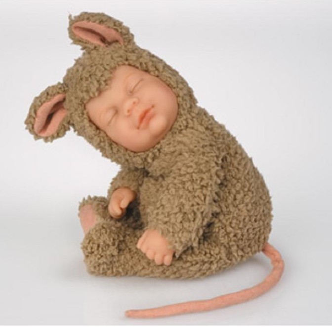 Poupée Anne Geddes - Bébé Lapin Blanc Et Vert - 38 Cm - Occasion TBÉ
